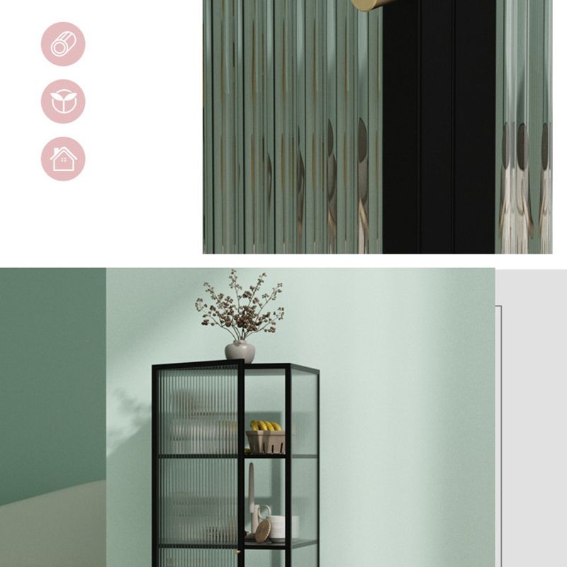 Industrial Curio Cabinet Metal Glass Doors Storage Cabinet for Bedroom