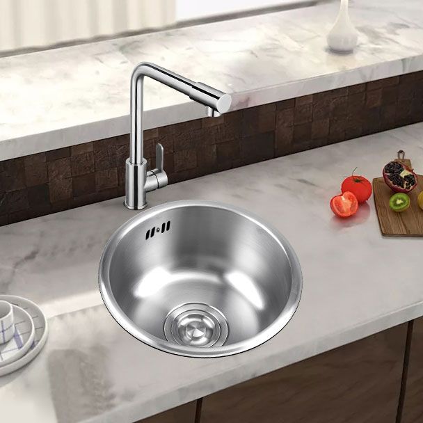 Round Stainless Steel Kitchen Sink with Drain Assembly Drop-In Sink