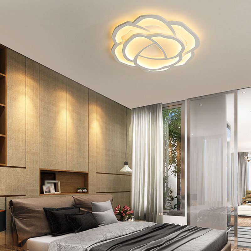 Contemporary LED Ceiling Light White Flush Mount Lighting for Bedroom Home