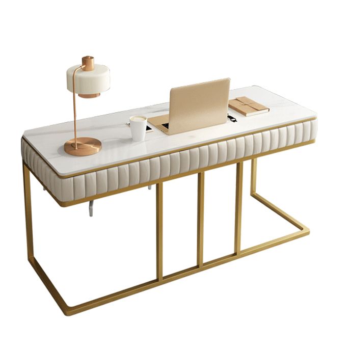 Glam Style 1-drawer Office Desk Metal Base Writing Desk for Office