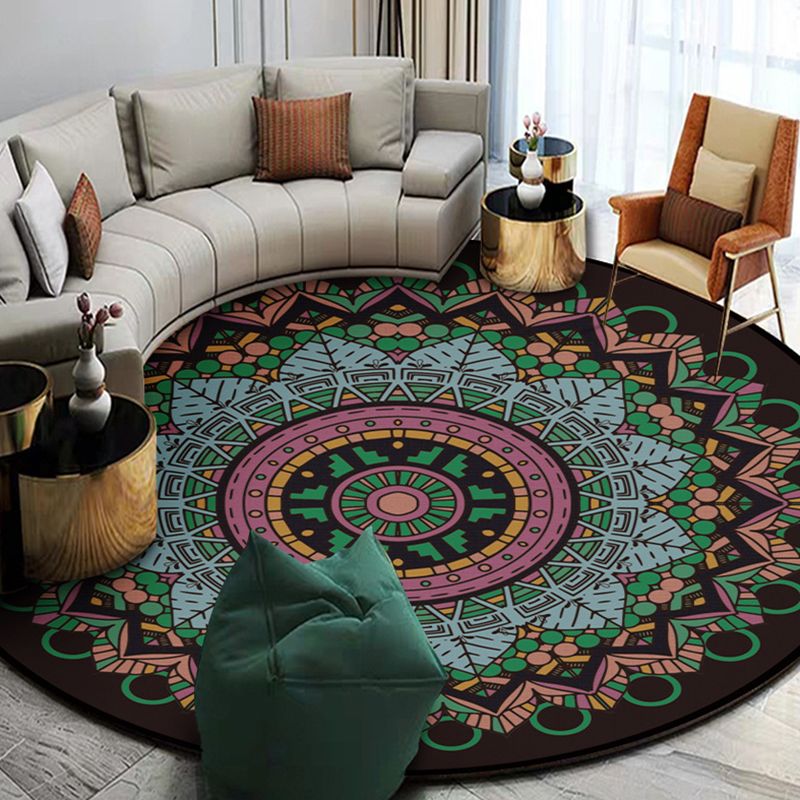 Veelkleurig luxe ronde tapijt Perzisch traditionele bloemenprint tapijt polyester vriendelijk wasbaar tapijt voor woningdecoratie