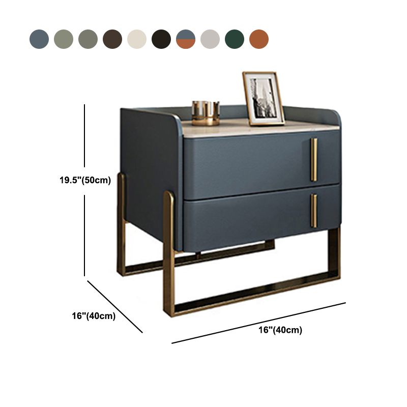 Modern Stone Top Night Stand 19.68" Tall 2 - Drawer Nightstand