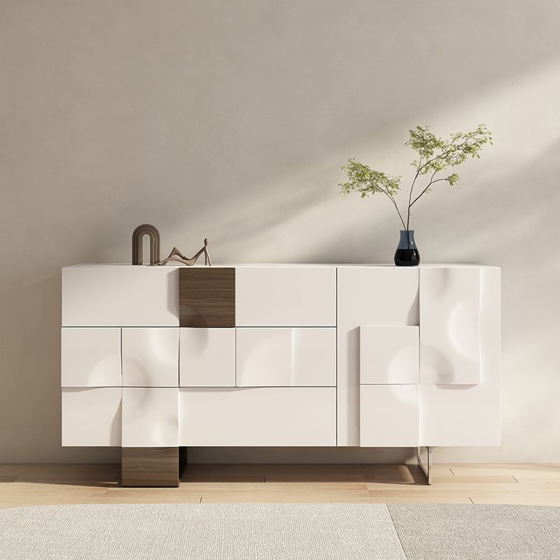 Nordic Style Solid Wood Storage Drawers Sideboard Cabinet in White