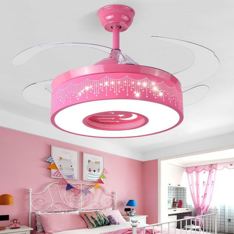 Children Style Ceiling Fan Light LED Fan Lamp with Acrylic for Living Room