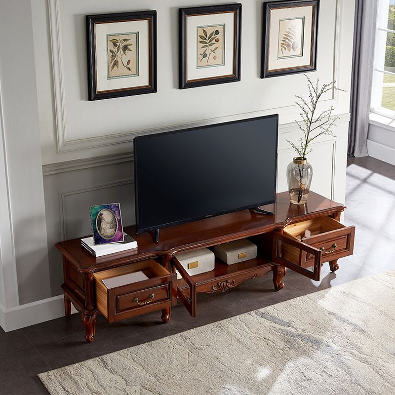 Traditional TV Media Stand Wooden TV Stand Console with 2 Drawers