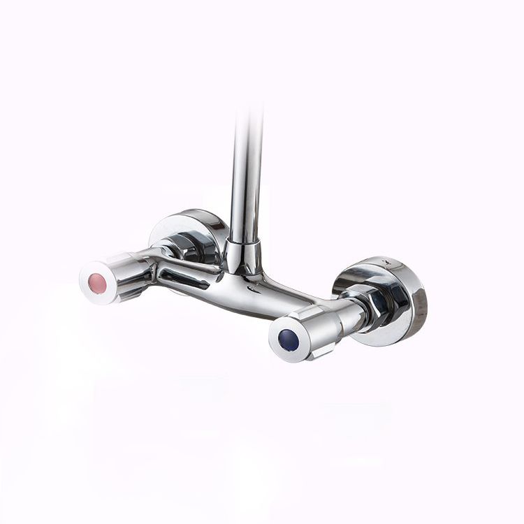 Wall Mounted Metal Tub Filler Double Knob Handles Kitchen Faucet