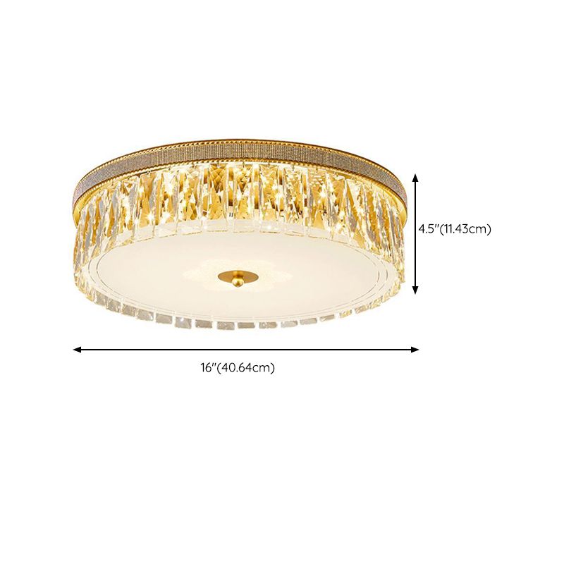 Crystal Round Flush Mount Lights Contemporary Style 1 Light Flush Mount Fixture