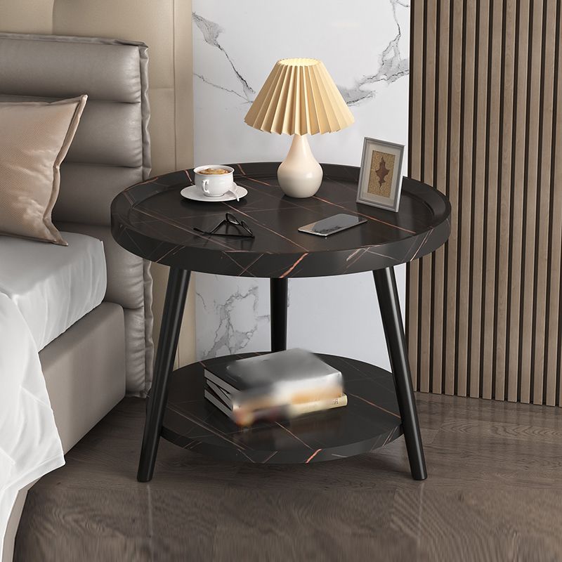 19'' Tall Modern Night Table Plates Round Open Storage Bed Nightstand with Legs