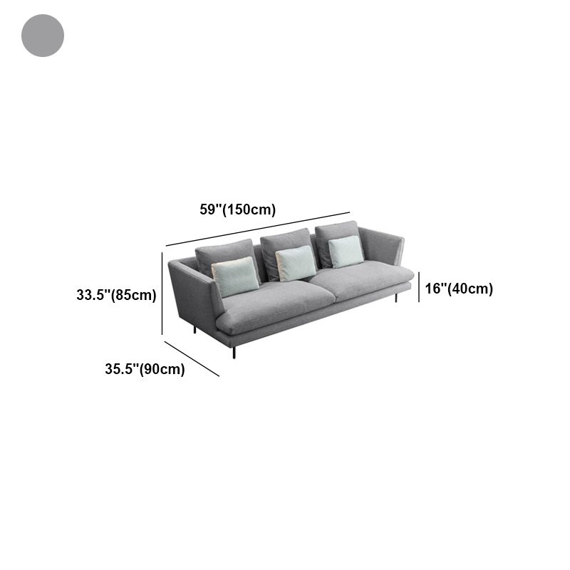 Modern Light-grey Pillows Top Seating Standard Square Arm Sofa