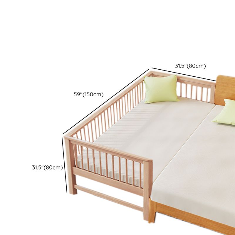 31.49" Tall Nursery Crib in Natural Baby Crib with Guardrails