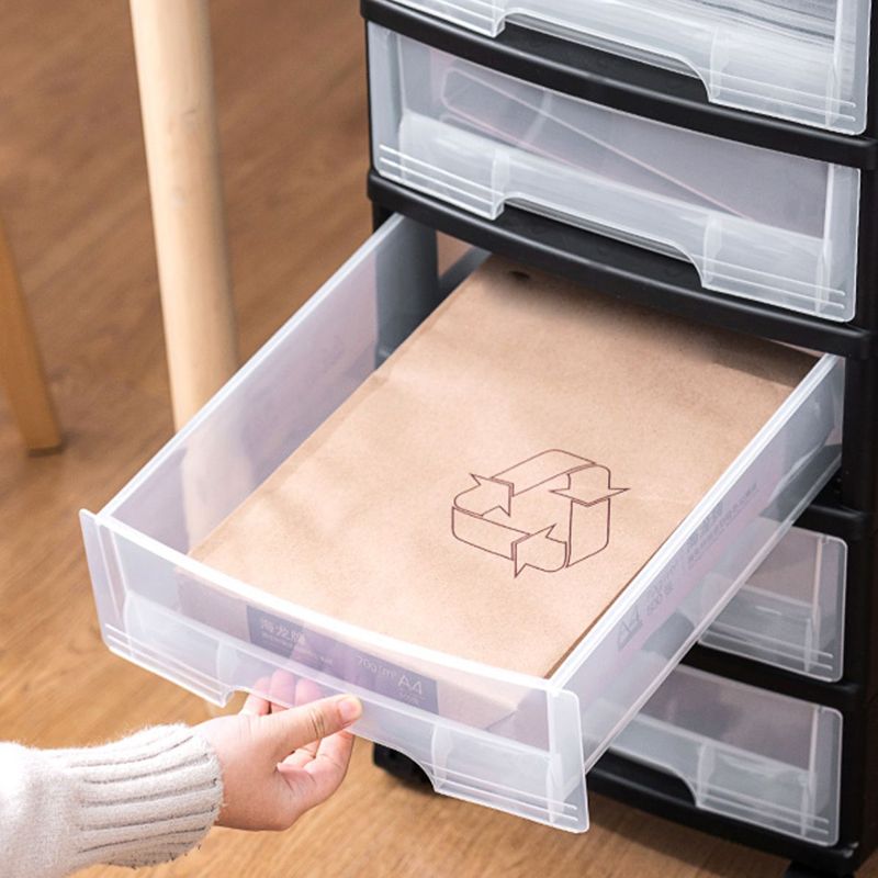 Modern Plastic Black Filing Cabinet with Drawers for Home and Office