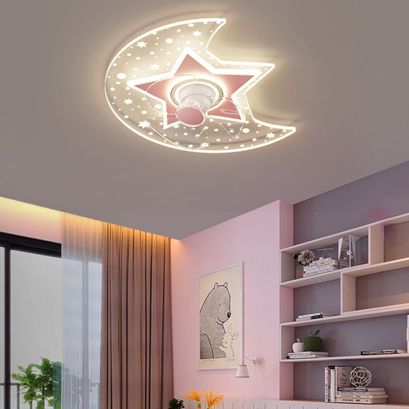 Nordic Style Ceiling Fan Lamp 3th Gears Adjustment Ceiling Fan Light for Children Room