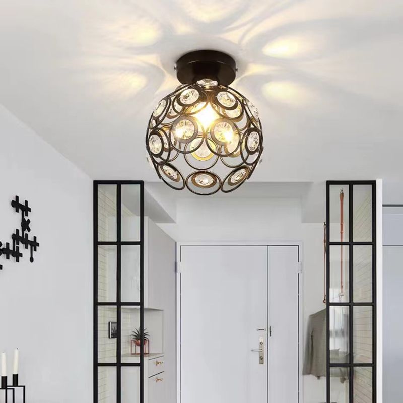 Modern Crystal Ceiling Light Minimalist Flush Mount Light Fixture for Bedroom