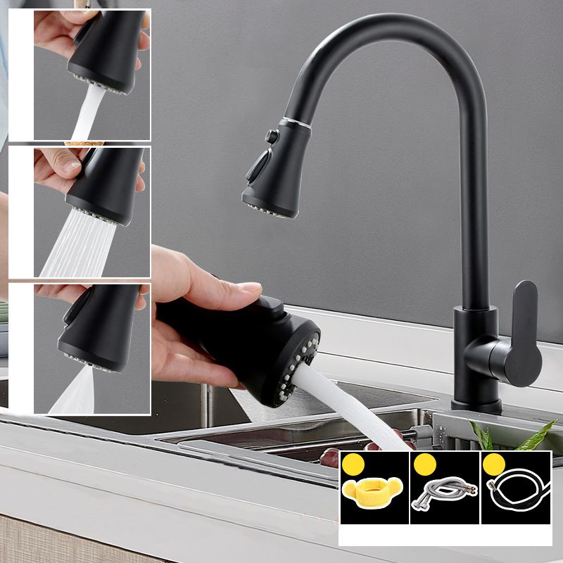 Modern Pull Down Single Handle Kitchen Faucet 1-Hold Profile Faucet