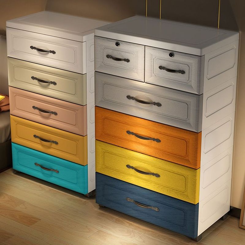 Modern Plastic Nursery Dresser Chest Kids Nightstand with 5/6 Drawers