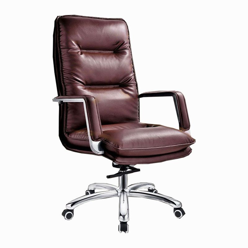 Modern Fixed Arms Chair Leather Management Office Chair with Wheels