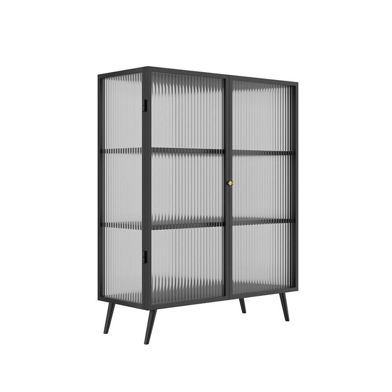 Industrial Curio Cabinet Metal Glass Doors Storage Cabinet with 2 Door for Bedroom