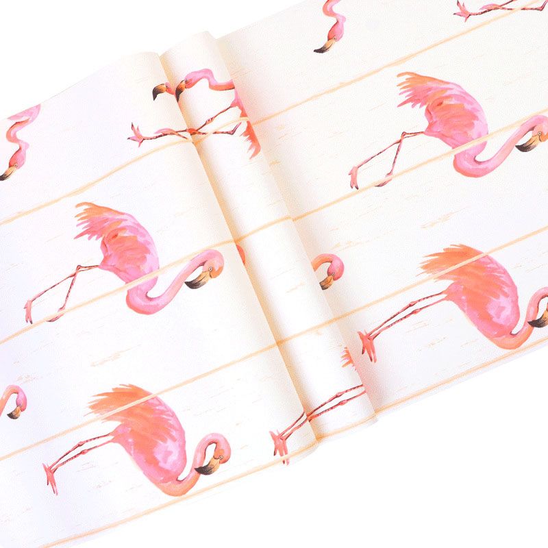 Romantic Flamingo Non-Pasted Wallpaper for Girl's Bedroom, 57.1 sq ft.