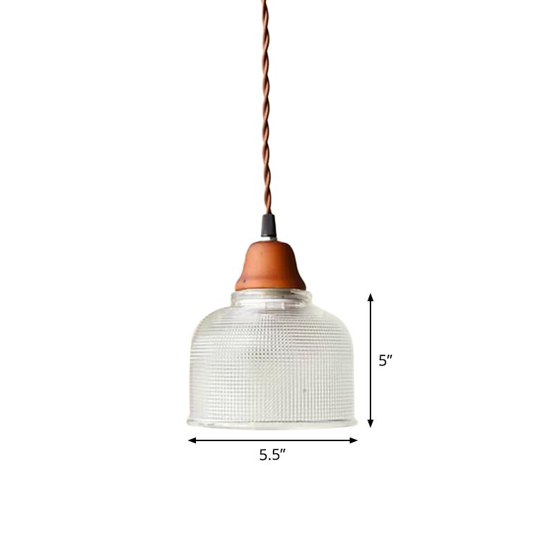 Countryside Bowled Suspension Pendant 5.5"/10.5" Wide 1 Bulb Clear Grid Glass Ceiling Light Fixture in White