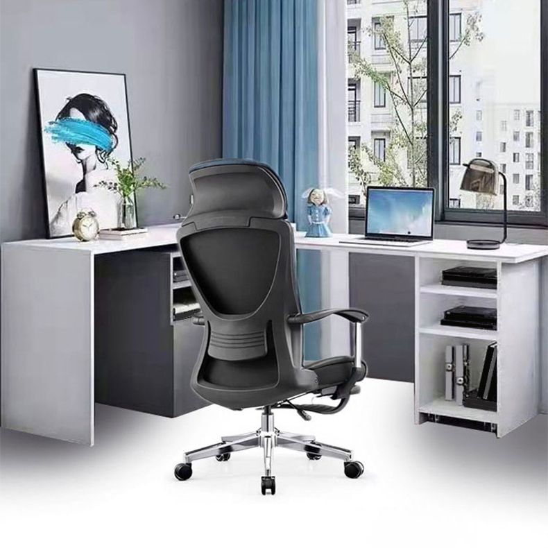 Modern Desk Chair Mesh Computer Chair Black Mid-Back Chair with Wheels