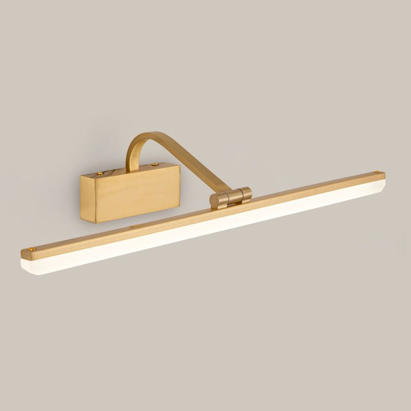 1 Light Linear Shade Wall Sconce Post-Modern Simple Style Mirror Wall Lighting in Brass