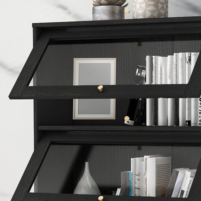 Libreria in legno fabbricata standard verticale glam con porte di vetro