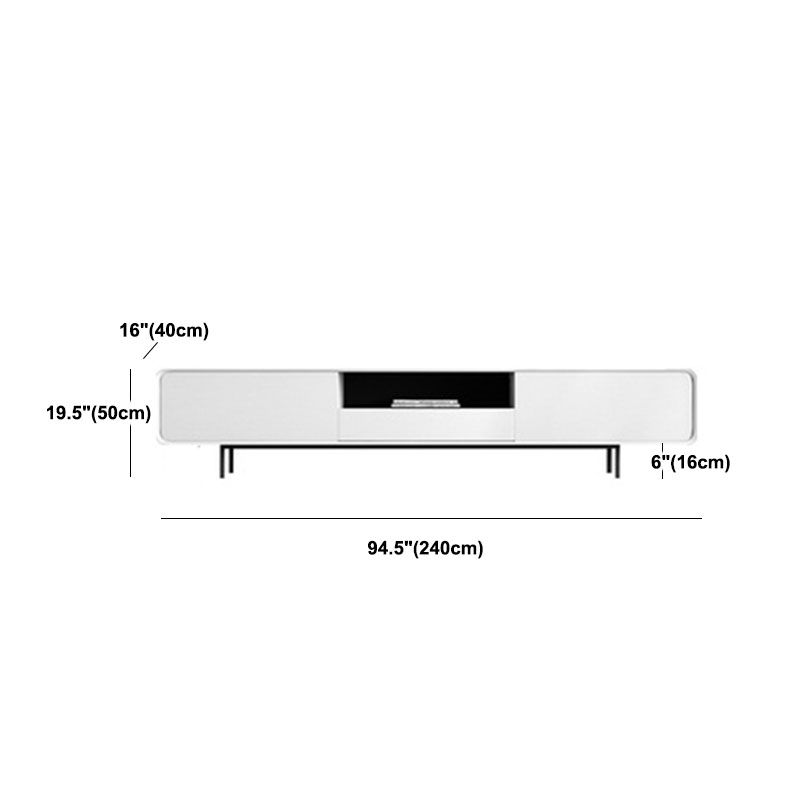 Wood TV Stand Console with Drawers, Modern TV Stand in White