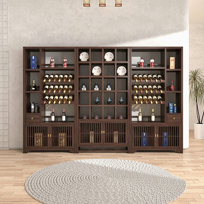 Modern Style Floor Wine Rack Wooden Frame Wine Bottle Rack for Home