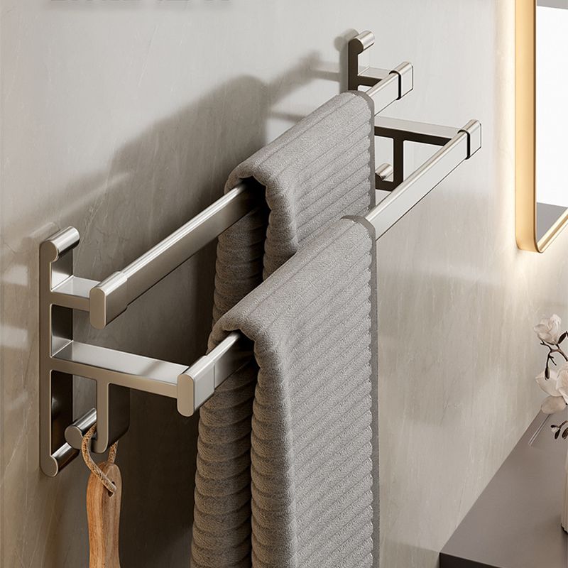 Gray Bathroom Accessory Set Contemporary Style Aluminum Towel Bar