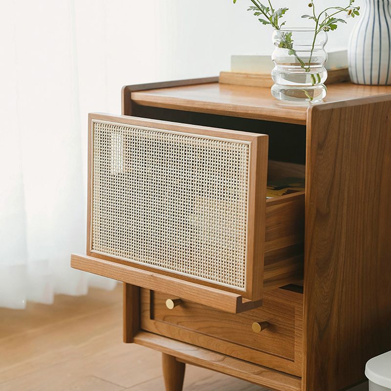 Square Solid Wood Countertop White/black/cherry/wood/walnut Rattan Frame Nightstand