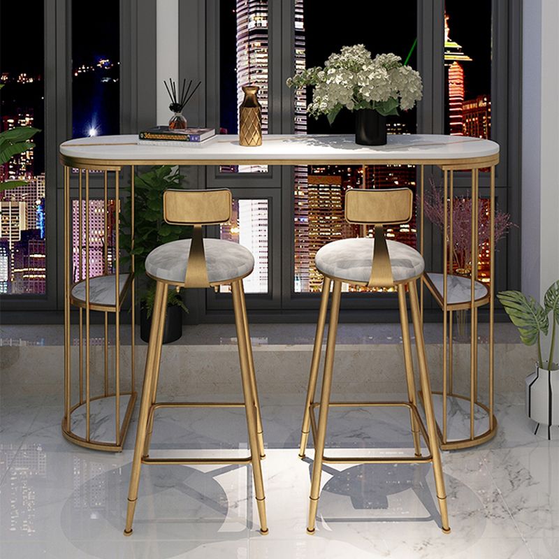 Contemporary Counter Height Dining Table Marble Oval Storage Bistro Table (only table)