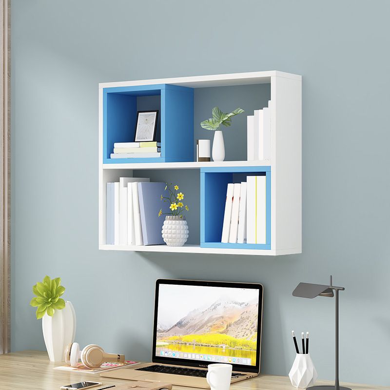 Modern Wall Mounted Shelf Bookcase Engineered Wood Home Bookshelf