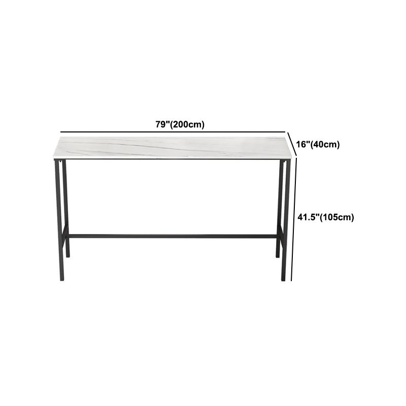 Sintered Stone Top Rectangular Bar Table Modern Bistro Table with Trestle Base