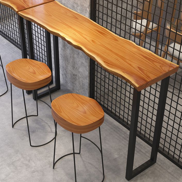 Industrial Style Wood Top Counter Table Iron Pedestal Bar Table for Coffee Shop