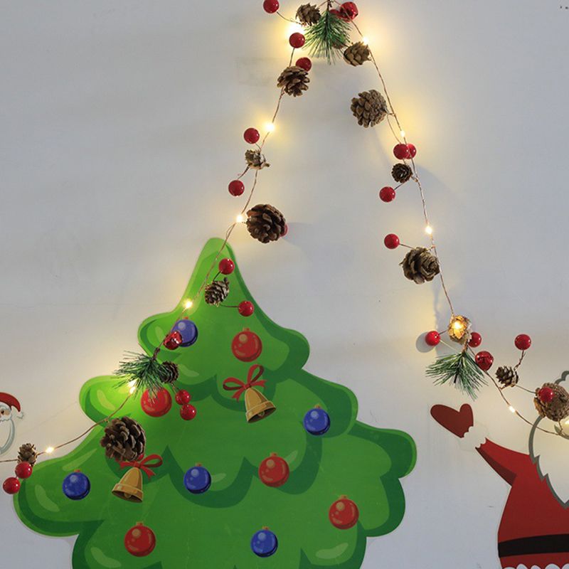 Plastic Pinecone String Light Set Nordic LED Battery Operated Festive Light for Bedroom