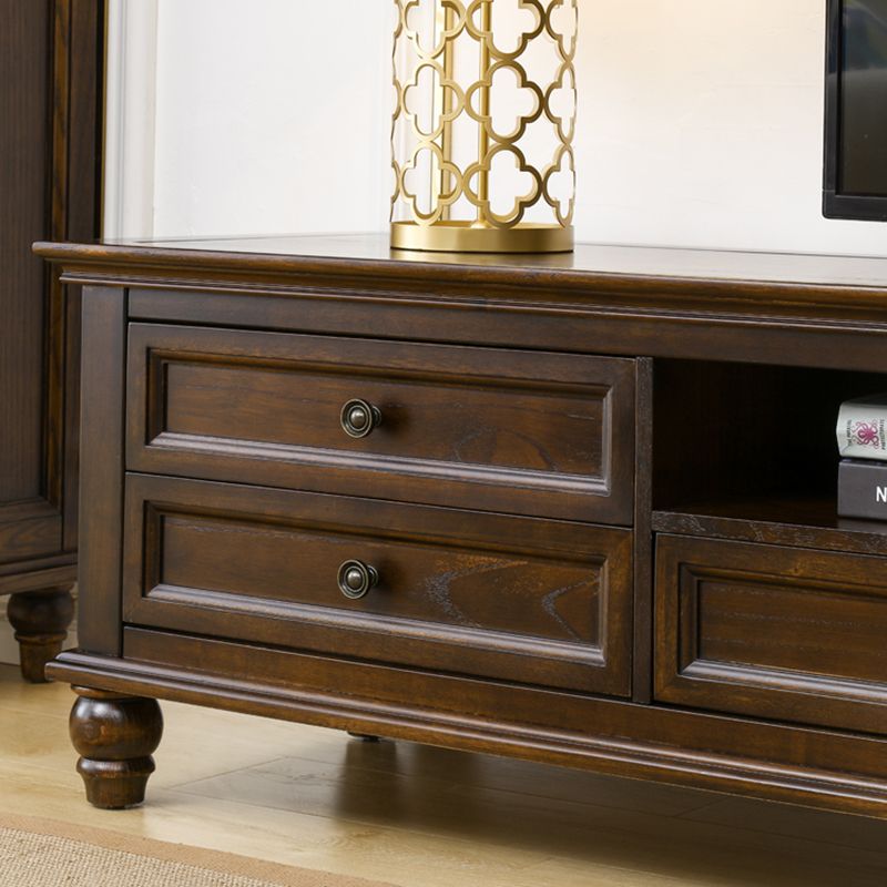 Traditional TV Media Console Solid Wood TV Console with 6 Drawers