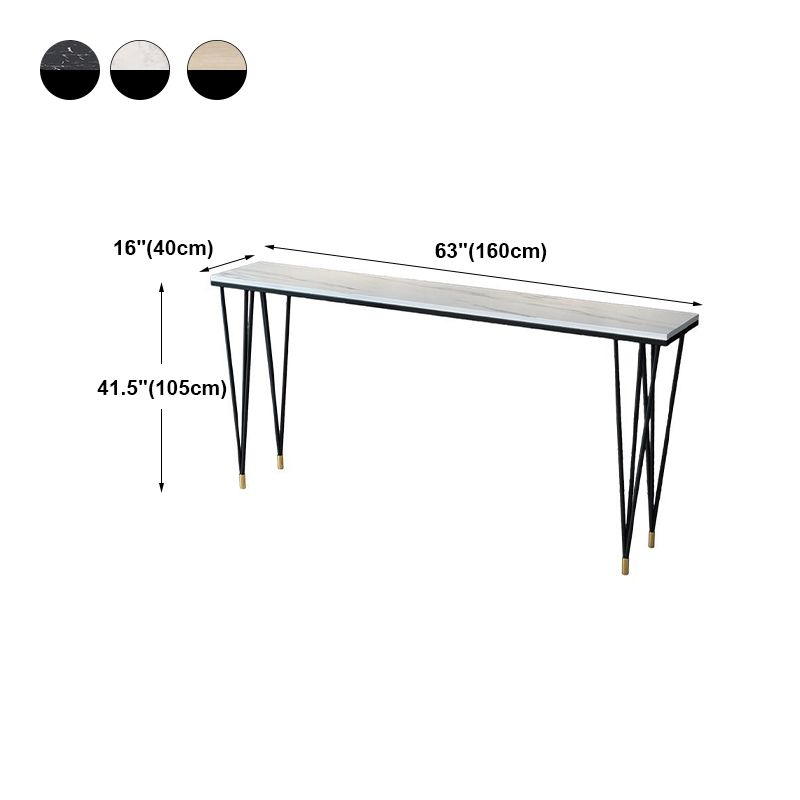 Modern Marble Pub Table with Rectangle Table Top Black Legs Table - 42" H