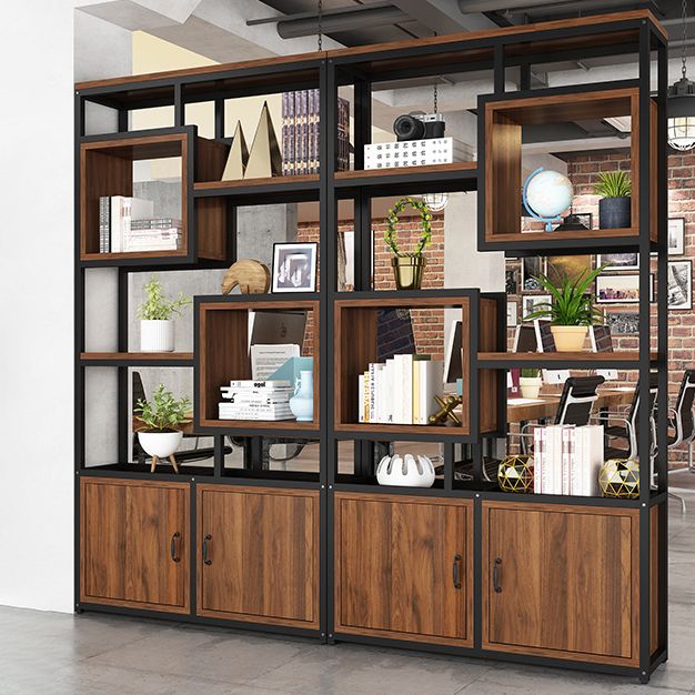 Metal and Wooden Open Shelf Bookcase Etagere Bookshelf for Study Room