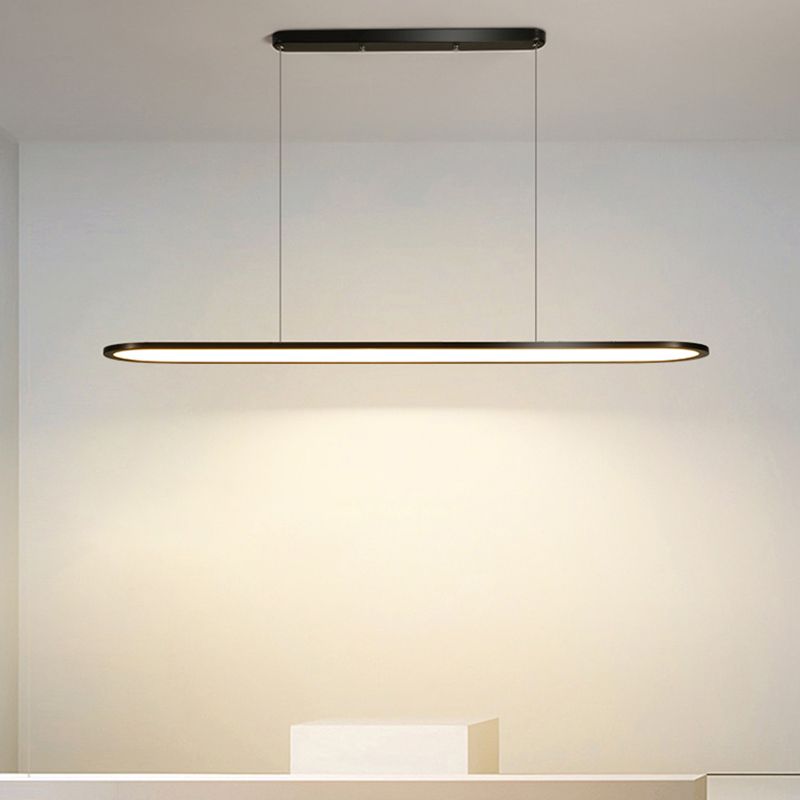 Modern Metal Pendant Light LED Hanging Light with Acrylic Shade in Black for Living Room