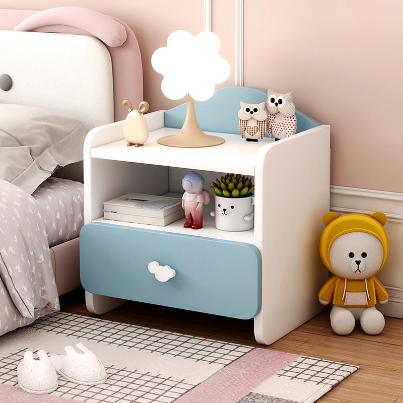 Nightstand Kids with Drawers Manufactured Wood Flat Top Neutral Kids Bedside Table