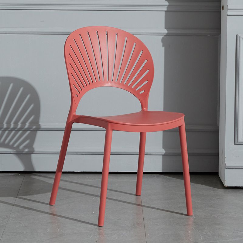 Scandinavian Plastic Armless Chair Kitchen Dining Room Open Back Chair