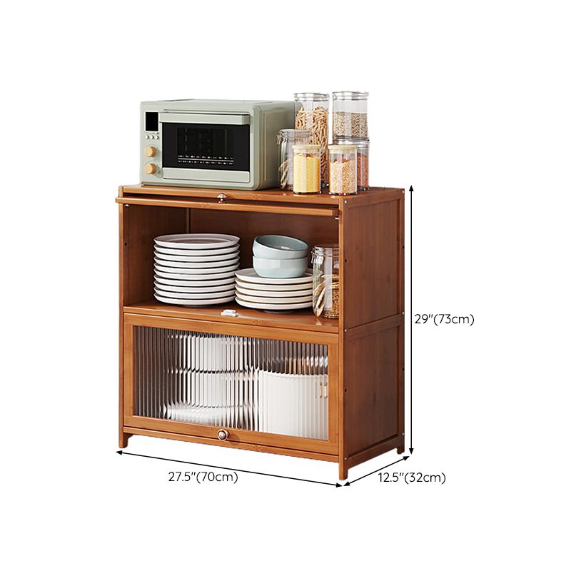 Brown Bamboo Kitchen Server Glam Dining Server for Living Room