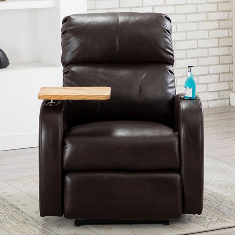 Contemporary Standard Recliner Side Pockets Indoor Solid Color Metal Manual-Push Botton