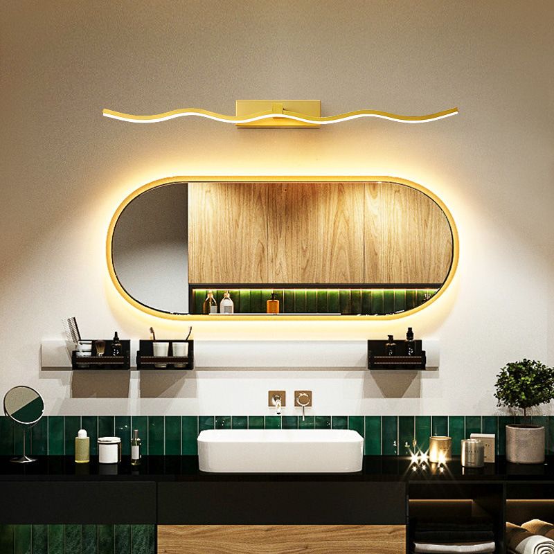 Metal Linear Shape Mirror Wall Light Modern Style 1 Light Mirror Wall Light Sconces