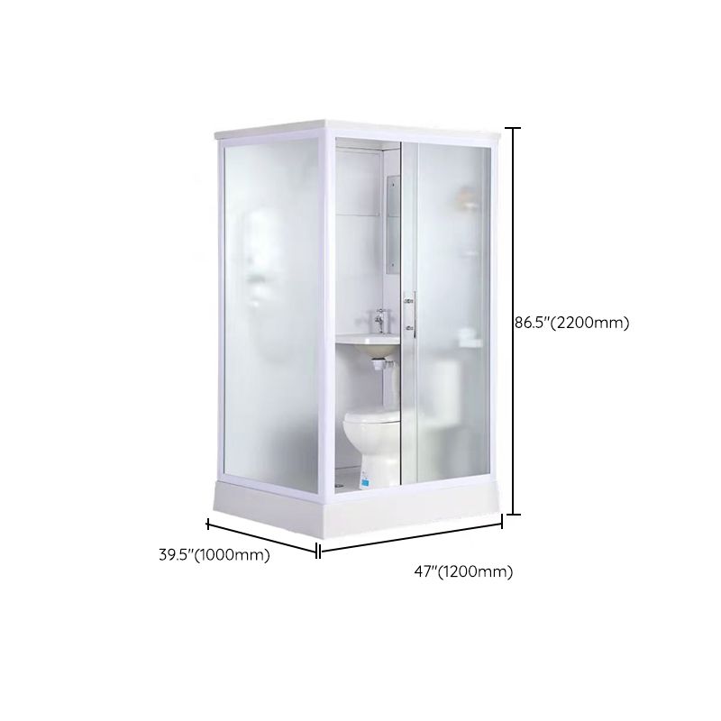 White Rectangular Shower Stall Tempered Glass Shower Enclosure without toilet