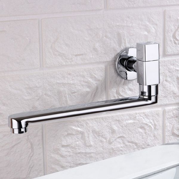 Contemporary Wall Mounted Bathroom Faucet Knob Handle Low Arc Rotatable Solid Brass Faucet