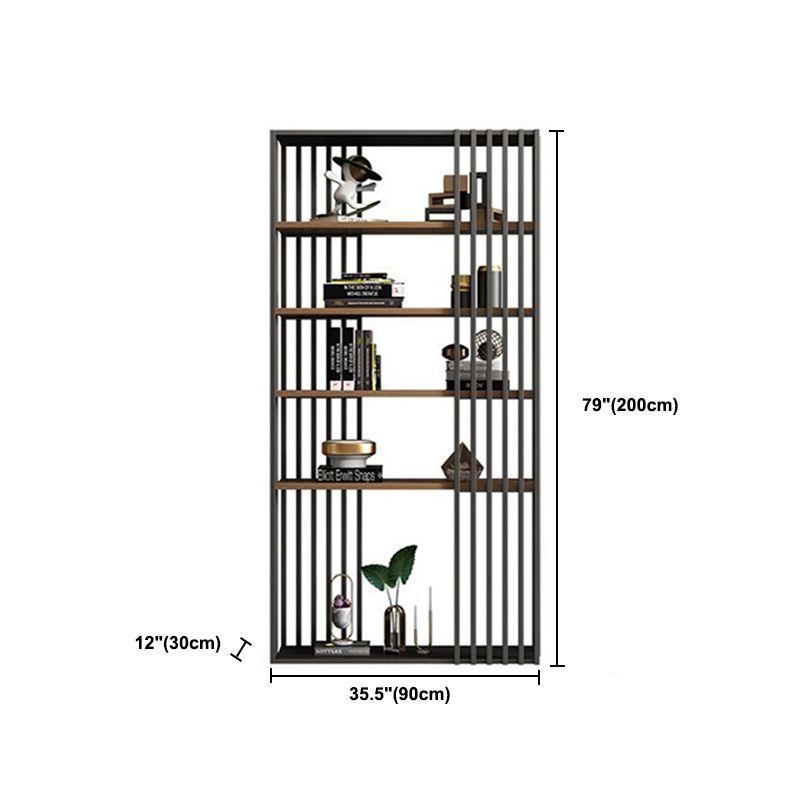 Black Iron Frame Bookshelf Modern Open Storage Bookcase with Multi Shelves