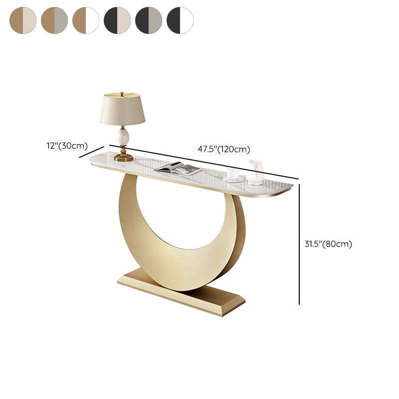 Stone Half Moon Accent Table Modern 31.5" Tall Console Table for Hall