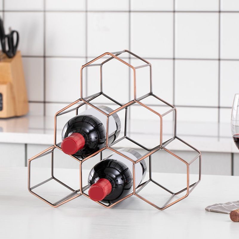 Contemporary Iron Wine Bottle Holder Countertop Bottle Rack for Kitchen