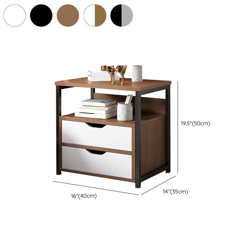 Contemporary Night Table Faux Wood Bedside Cabinet for Bedroom